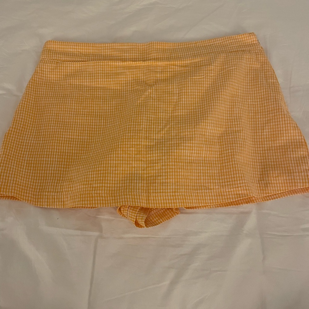 Free People Orange Checkered Skort